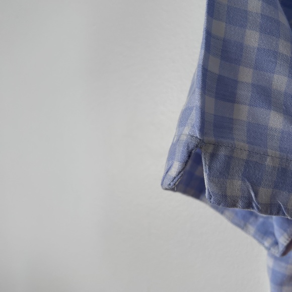 Vintage Gingham Linen Periwinkle Buttondown Shirt - Picture 4 of 8
